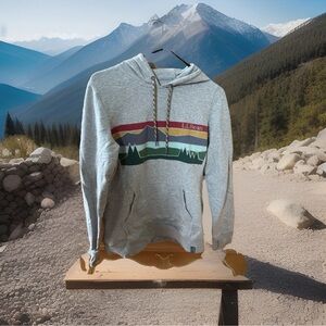 LL Bean Cozy Camp Mountain Graphic Hoodie Pullover Outdoors Size Extra Small